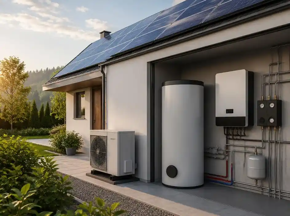 Efektywna instalacja PV anlage dla ogrzewania i ciepłej wody